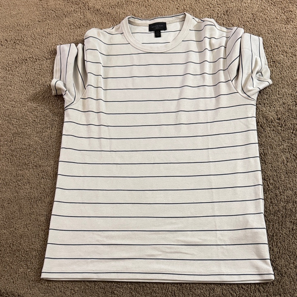 Magaschoni White and Black Striped Tee